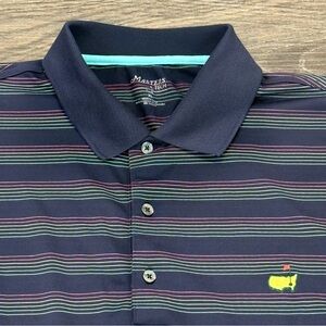 Masters‎ Tech Men’s Navy Striped Short Sleeve Masters Embroidery XL Polo